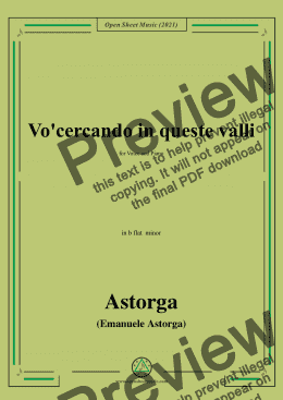 page one of Astorga-Vocercando in queste valli,in b flat minor,for Voice and Piano