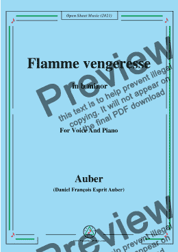 page one of Auber-Flamme Vengeresse,from Le Domino Noir,in b minor,for Voice and Piano