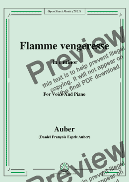 page one of Auber-Flamme Vengeresse,from Le Domino Noir,in c minor,for Voice and Piano