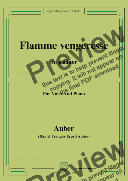 page one of Auber-Flamme Vengeresse,from Le Domino Noir,in g minor,for Voice and Piano