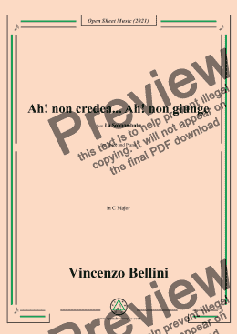 page one of Bellini-Ah!non credea...Ah!non giunge,in C Major,from 'La Sonnambula',for Voice and Piano