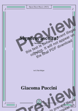 page one of Puccini-Signore,ascolta!in G flat Major,from 'Turandot,SC 91',for Voice and Piano