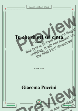 page one of Puccini-Tu che di gel sei cinta,in e flat minor,from 'Turandot,SC 91',for Voice and Piano