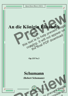 page one of Schumann-An die Konigin Elisabeth,Op.135 No.3 in C Major,for Voice and Piano