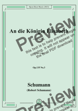 page one of Schumann-An die Konigin Elisabeth,Op.135 No.3 in D flat Major，for Voice and Piano