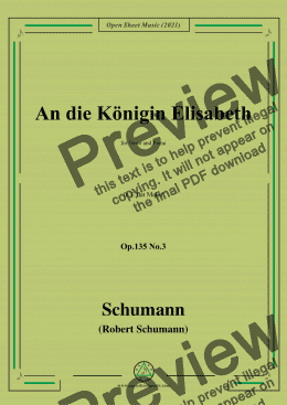 page one of Schumann-An die Konigin Elisabeth,Op.135 No. in E flat Major， for Voice and Piano