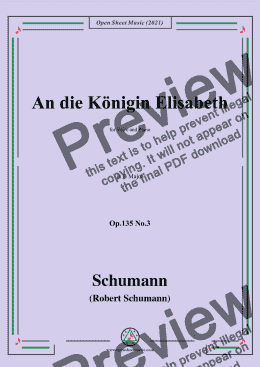 page one of Schumann-An die Konigin Elisabeth,Op.135 No. in B Major，for Voice and Piano