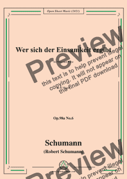 page one of Schumann-Wer sich der Einsamkeit ergibt,Op.98a No.6,in A Major，for Voice and Piano