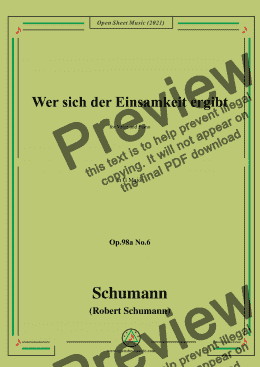 page one of Schumann-Wer sich der Einsamkeit ergibt,Op.98a No.6,in G Major，for Voice and Piano