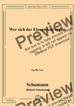 page one of Schumann-Wer sich der Einsamkeit ergibt,Op.98a No.6,in G flat Major，for Voice and Piano