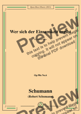 page one of Schumann-Wer sich der Einsamkeit ergibt,Op.98a No.6,in E flat Major，for Voice and Piano