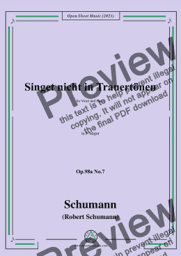 page one of Schumann-Singet nicht in Trauertonen,Op.98a No.7,in F Major,for Voice and Piano