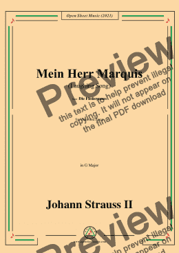 page one of Johann Strauss II-Mein Herr Marquis(Laughing Song),in G Major,from Die Fledermaus,for Voice&Pno