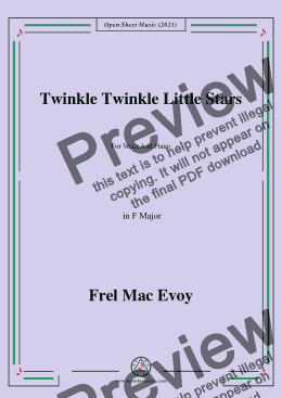 page one of Frel Mac Evoy-Twinkle Twinkle Little Star,in F Major,For Voice And Piano