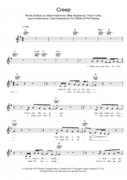 page one of Creep (Lead Sheet / Fake Book)