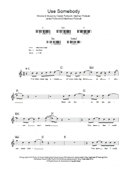 page one of Use Somebody (Lead Sheet / Fake Book)