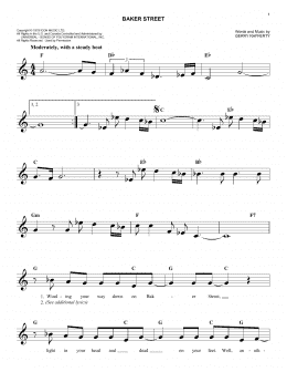 page one of Baker Street (Easy Lead Sheet / Fake Book)