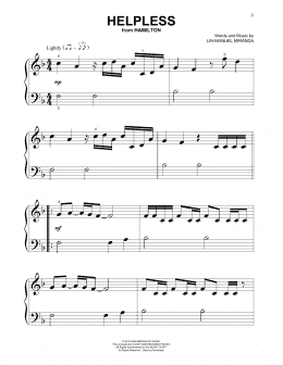 page one of Helpless (from Hamilton) (Beginning Piano Solo)