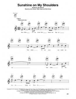 page one of Sunshine On My Shoulders (Baritone Ukulele)