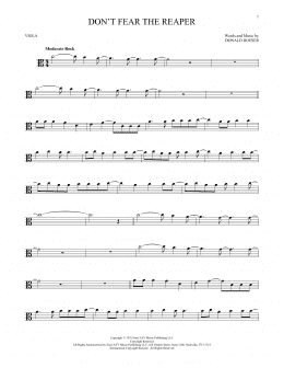 page one of Don't Fear The Reaper (Viola Solo)