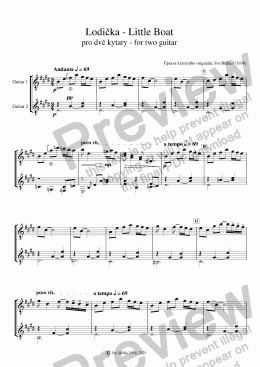 page one of LODIČKA pro dvě kytary - LITTLE BOAT for two guitars