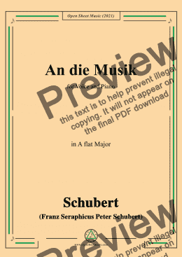 page one of Schubert-An die Musik in A flat Major,for Voice and Piano