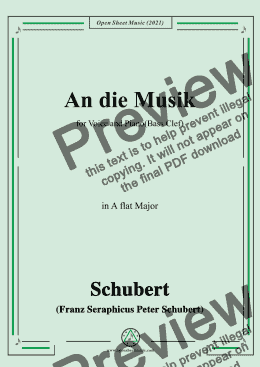 page one of Schubert-An die Musik in A flat Major,for Voice and Piano(Bass Clef)