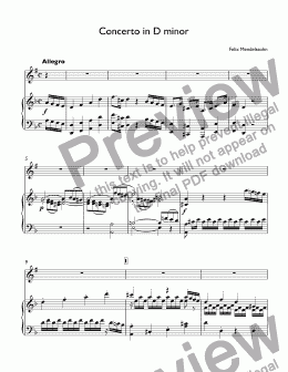 page one of Mendelssohn, Felix - Concerto in D Minor, MWV O3: I. Allegro for trumpet Bb & piano (orig. for violin & orchestra)