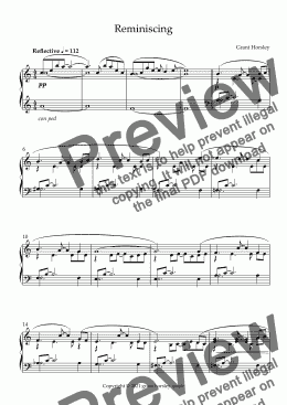 page one of "Reminiscing" - A reflection for Solo Piano