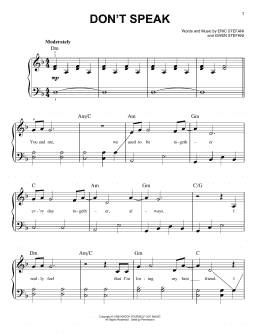 page one of Don't Speak (Easy Piano)