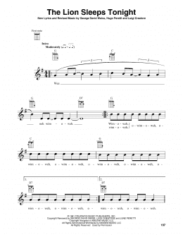 page one of The Lion Sleeps Tonight (Baritone Ukulele)