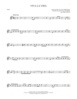 page one of Viva La Vida (Oboe Solo)