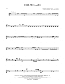 page one of Call Me Maybe (Oboe Solo)