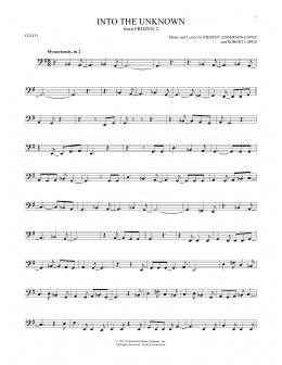 page one of Into The Unknown (from Disney's Frozen 2) (Cello Solo)