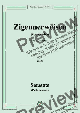 page one of TFN01Sarasate-Zigeunerweisen(Gypsy Airs),Op.20,for Violin,Viola and Piano