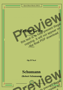 page one of Schumann-Erstes Grun,Op.35 No.4 in c minor,for Voice and Piano