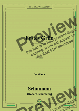 page one of Schumann-Erstes Grun,Op.35 No.4 in d minor,for Voice and Piano