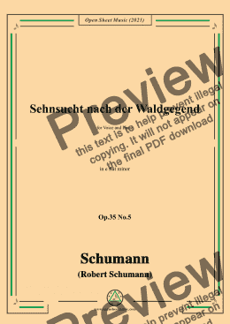 page one of Schumann-Sehnsucht nach der Waldgegend,Op.35 No.5 in e flat minor,for Voice and Piano