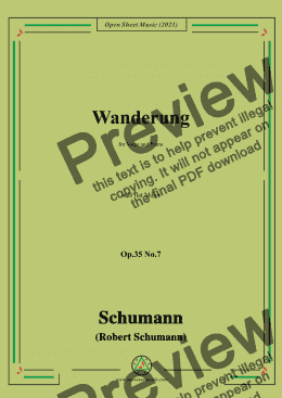 page one of Schumann-Wanderung,Op.35 No.7 in B flat Major,for Voice&Piano