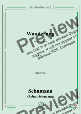 page one of Schumann-Wanderung,Op.35 No.7 in C Major,for Voice and Piano