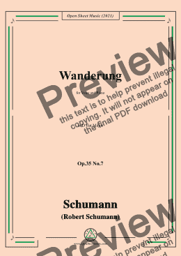 page one of Schumann-Wanderung,Op.35 No.7 in D flat Major,for Voice and Piano