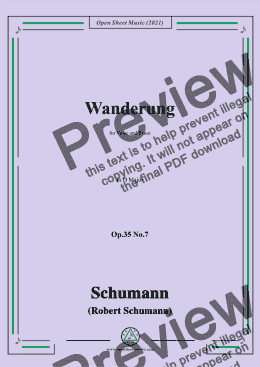 page one of Schumann-Wanderung,Op.35 No.7 in D Major,for Voice and Piano