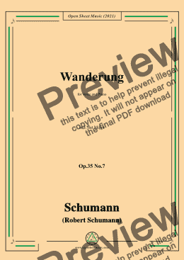 page one of Schumann-Wanderung,Op.35 No.7 in E flat Major,for Voice and Piano