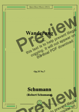 page one of Schumann-Wanderung,Op.35 No.7 in E Major,for Voice and Piano