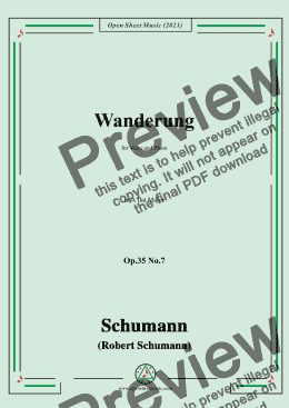 page one of Schumann-Wanderung,Op.35 No.7 in A flat Major,for Voice and Piano