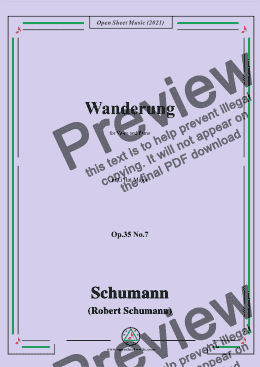 page one of Schumann-Wanderung,Op.35 No.7 in G flat Major,for Voice and Piano