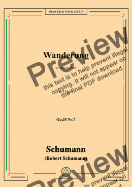 page one of Schumann-Wanderung,Op.35 No.7 in F Major,for Voice and Piano