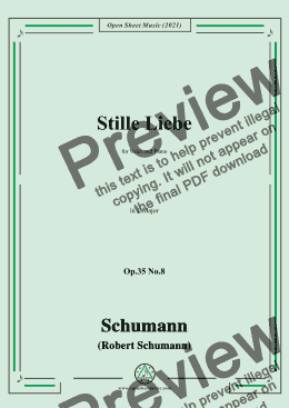 page one of Schumann-Stille Liebe,Op.35 No.8 in F Major,for Voice and Piano