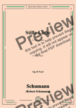 page one of Schumann-Stille Liebe,Op.35 No.8 in G flat Major,for Voice and Piano