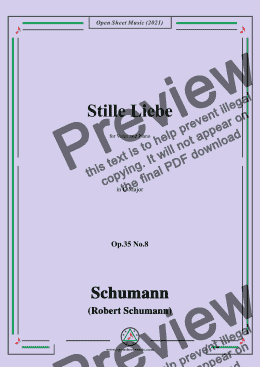 page one of Schumann-Stille Liebe,Op.35 No.8 in G Major,for Voice and Piano